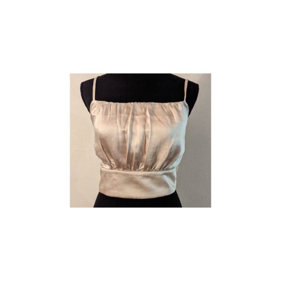 Satin crop top by Lulus Champagne color, Luxe'd Out Model Size Medium - Picture 8 of 8